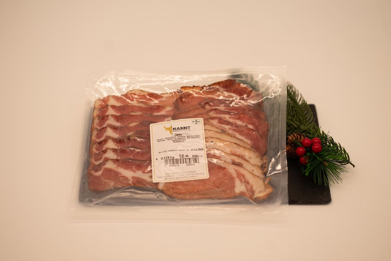 Coppa, luftgetrockneter Schweinehals, dünn aufgeschnitten